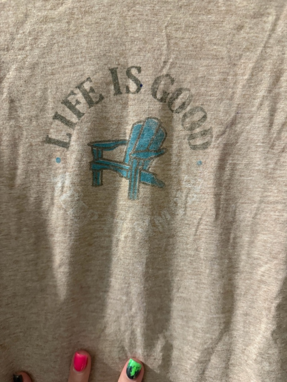 Life Is Good Beige Women's Crewneck Tee with Subtle Logo